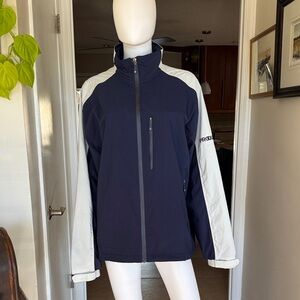 Proquip Navy and White Men's Golf Jacket Like New Waterproof New Size M